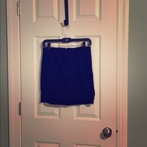 Navy Blue Wool Mini Skirt